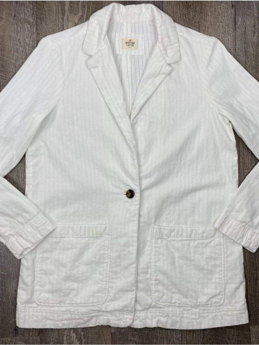Marine Layer Ladies Huntington Double Cloth Blazer in Natural size Large NWT